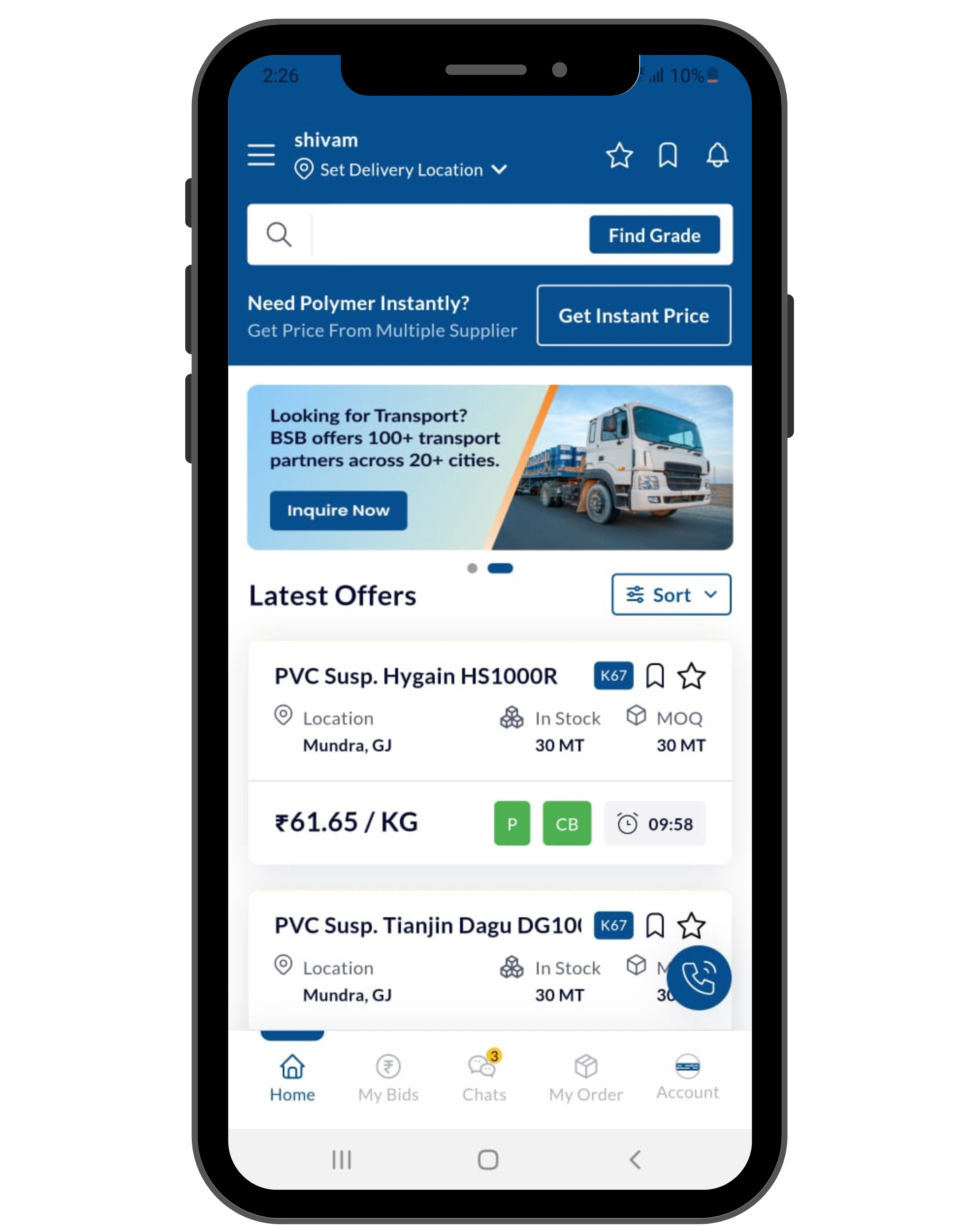 BSB Buyer App Screen 2